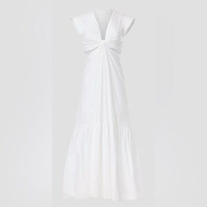 A.L.C. White Tiered Maxi Skirt with Gathered Detail